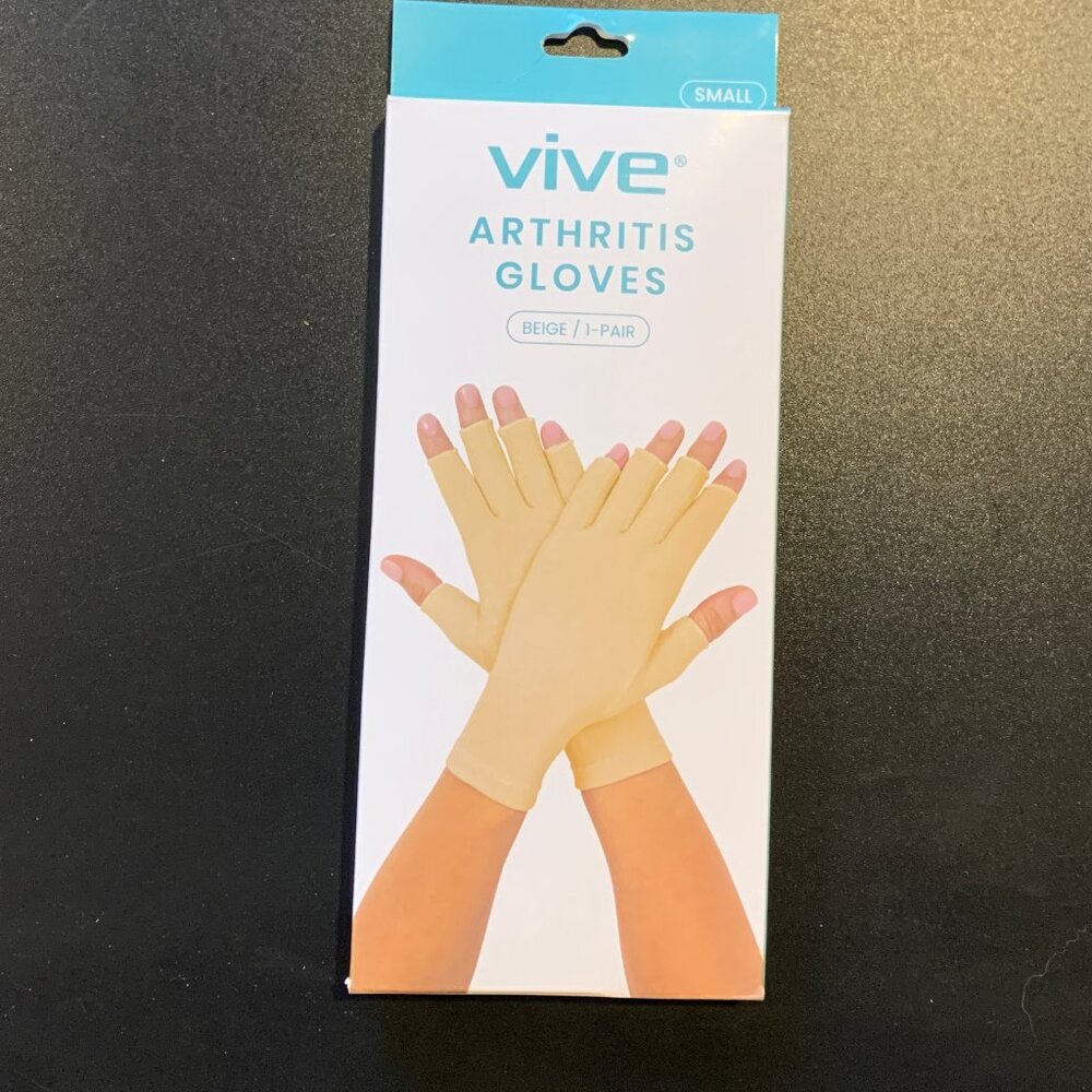 VIVE ARTHRITIS GLOVES, OPEN FINGER, SIZE SMALL, COLOR BEIGE